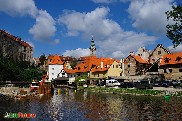 Cesky Krumlov with the tower on the background