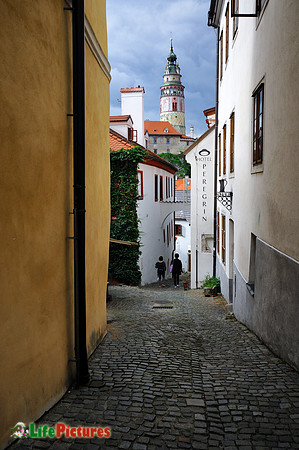 Cesky Krumlov, the tower on the background