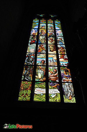 One of the stained glass windows