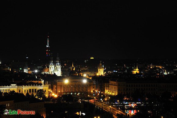 Prague by night, lights everywhere