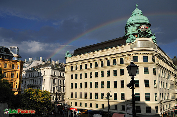 Vienna, rainbow and dark sky
