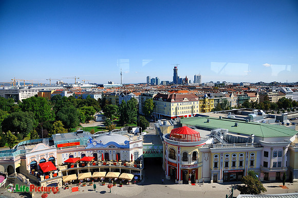 View on Madame Tussauds wax museum and Austria Central Vienna