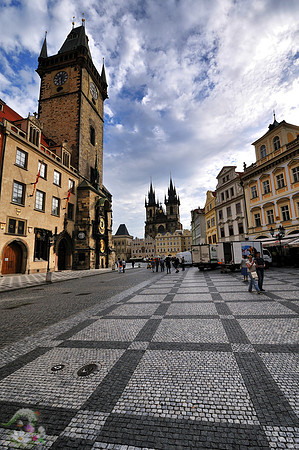 Prague, the old city and the tower with the astronomical clock