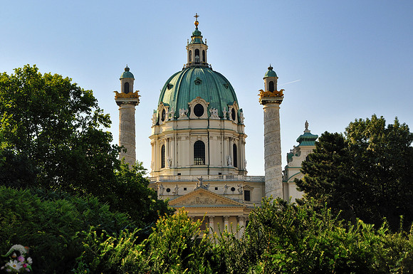 Karlskirche among the trees