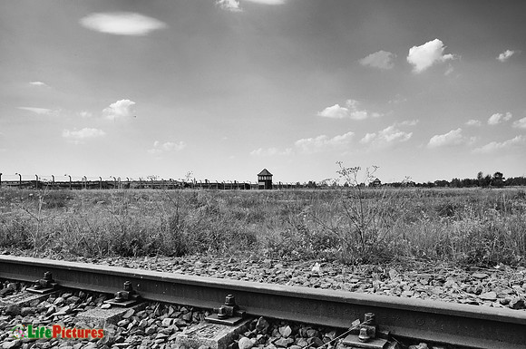 Railroad and blocks on the background