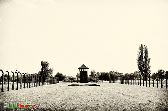 Guard tower and barbed wire