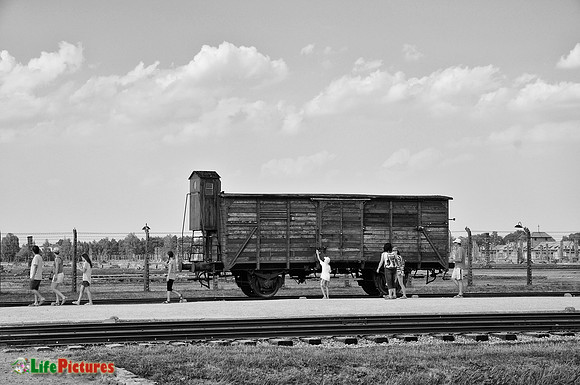 Wagon and tourists