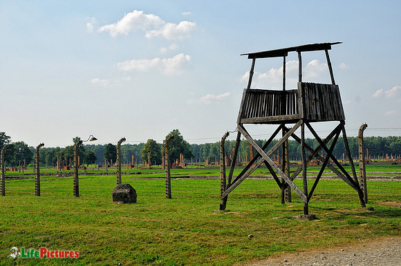 Old guard tower at Auschwitz-Birkenau
