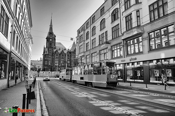 Blue trams