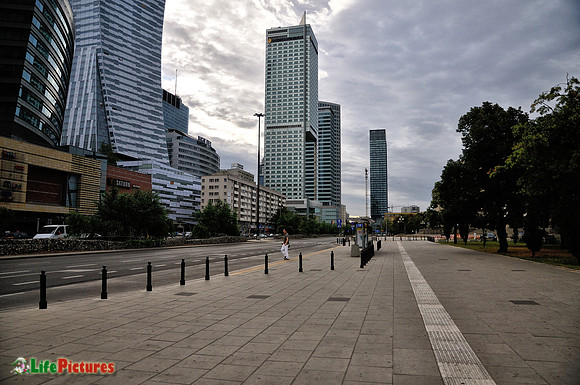 Dark sky over Warsaw palaces