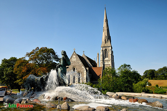 Church and fountain